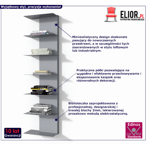 Fotografia Wisząca biblioteczka Cedric 2X - szara z kategorii Regały