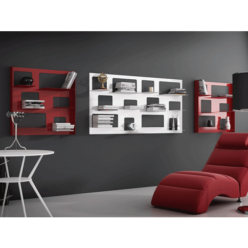 Zdjęcie wisząca blioteczka Cedric 3X szara do salonu | Edinos.pl