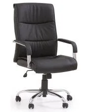 Czarny tapicerowany fotel obrotowy retro - Ruffin w sklepie Edinos.pl