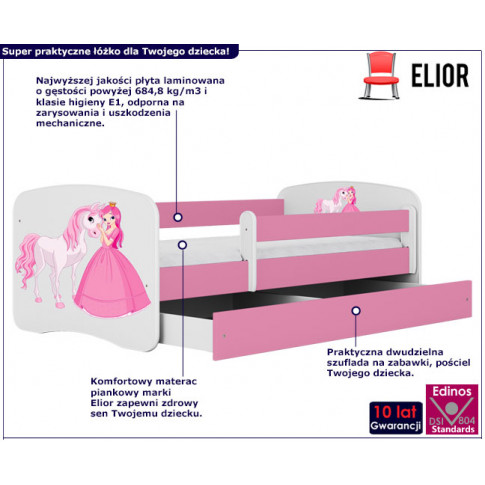 infografika różowego łóżka dla dzieci happy 2x mix ksiezniczka i konik