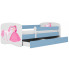 niebieskie łóżko z barierka dla dziewczynki ksiezniczka i konik happy mix 2x