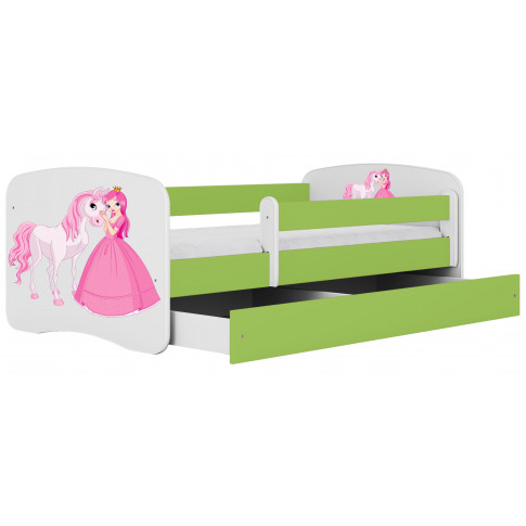 łóżko dziecięce księżniczka i koń zielone z szuflada dla dziewczynki happy 2x