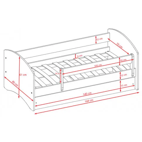 wymiary łóżka 140x70 dziecięcego happy 2x