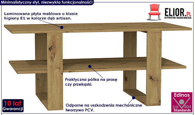 Industrialna ława do salonu dąb artisan Tonsa