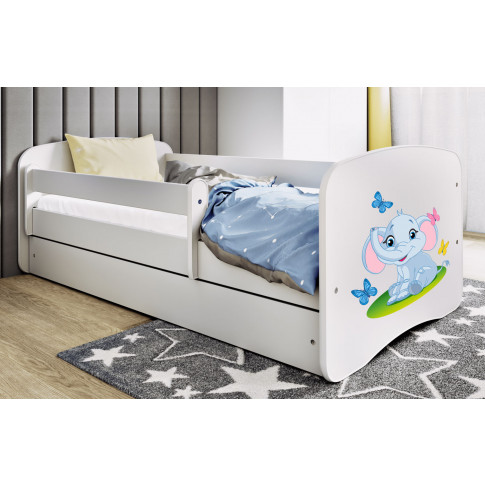 łóżko pojedyncze dla dziecka słonik happy mix 2x biel