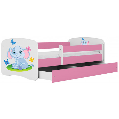 łóżko dla dziewczynki z szufladą różowy słonik happy mix 2x