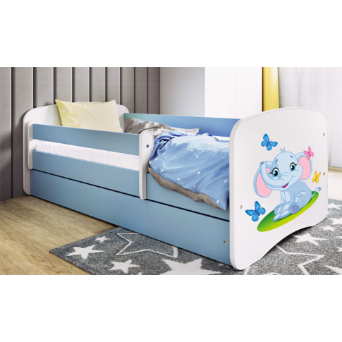wizualizacja niebieskiego łóżka dziecięcego słonik happy mix 2x