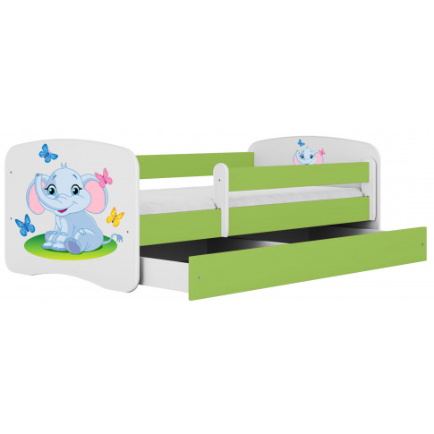zielone łóżko dla dzieci ze słonikiem happy mix 2x