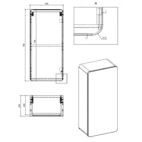 Szczegółowe zdjęcie nr 4 produktu Szafka łazienkowa wisząca Borneo 7X - Biały połysk