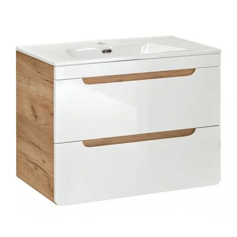 Szczegółowe zdjęcie nr 4 produktu Szafka pod umywalkę Zeftox 6X z szufladami 80 cm - Biały połysk