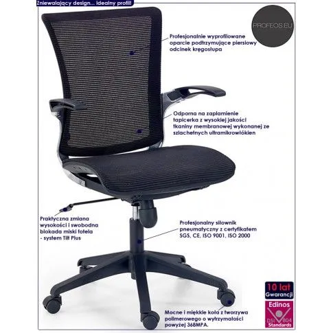 Fotografia Aluminiowy fotel obrotowy Reforso - czarny z kategorii Fotele obrotowe