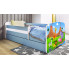 niebieskie łóżko dla dzieci safari z szufladą na pościel happy mix 2x