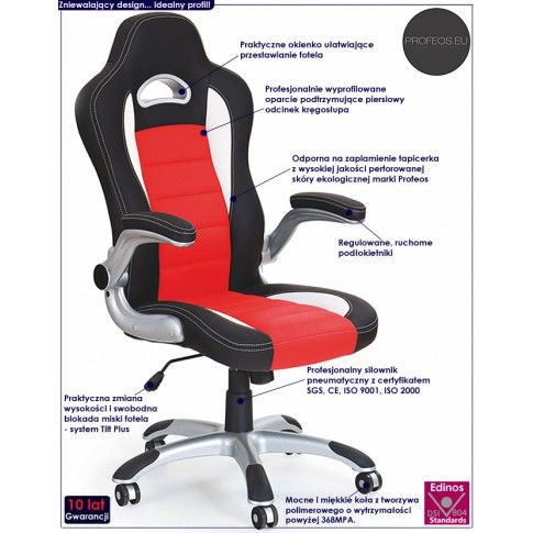 Fotografia Fotel obrotowy Nerox - czerwony z kategorii Fotele obrotowe