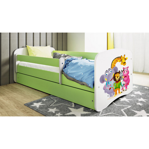 pokój dziecięcy z wykorzystaniem łóżka z szuflada happy mix 2x zielone zoo