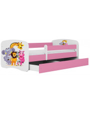 Łóżko dla dziewczynki z materacem Happy 2X mix 80x160 - różowe w sklepie Edinos.pl