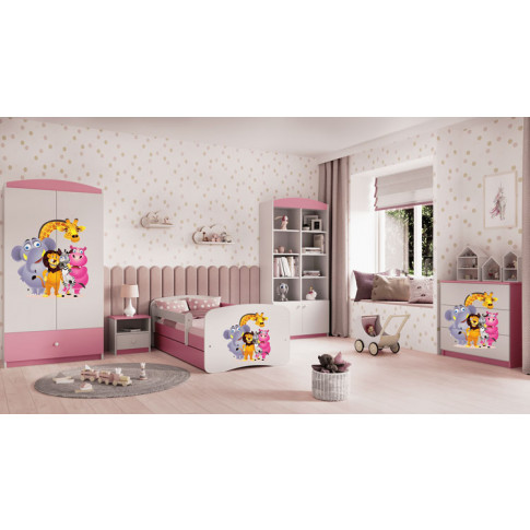 pokój dziecięcy z wykorzystaniem łóżka dziecięcego z zoo róż happy mix 2x