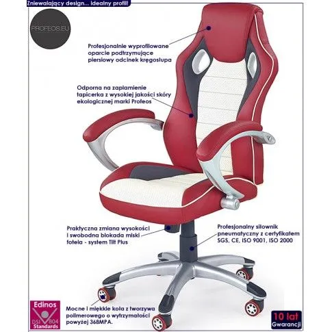 Fotografia Fotel obrotowy Ejnori - czerwony + kremowy z kategorii Fotele