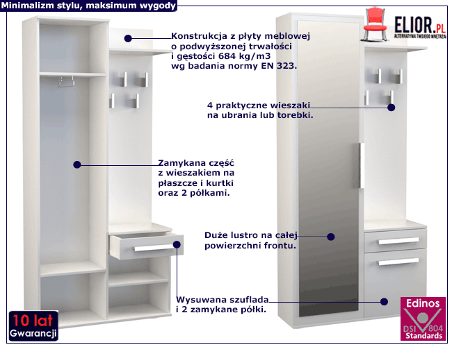Biała garderoba z lustrem Kaya2X