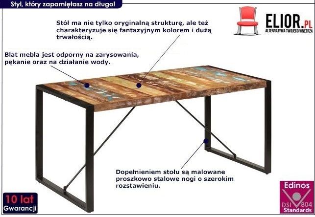 Wielokolorowy stół industrialny Veriz 3X