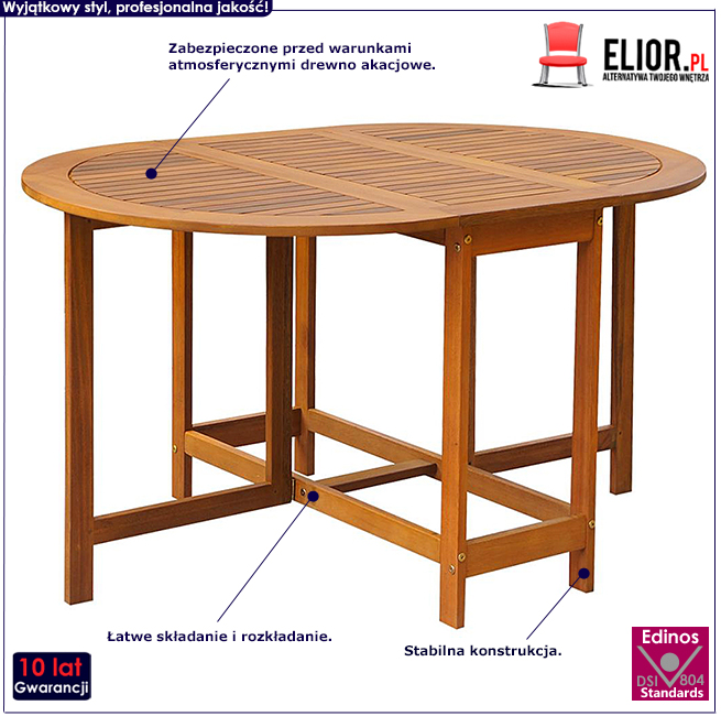 Stół ogrodowy Draso z drewna akacjowego