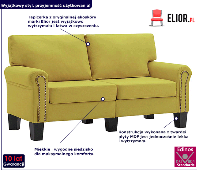 Luksusowa dwuosobowa sofa zielona Alaia 2X