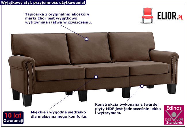 Luksusowa brązowa sofa Dionas 3X 
