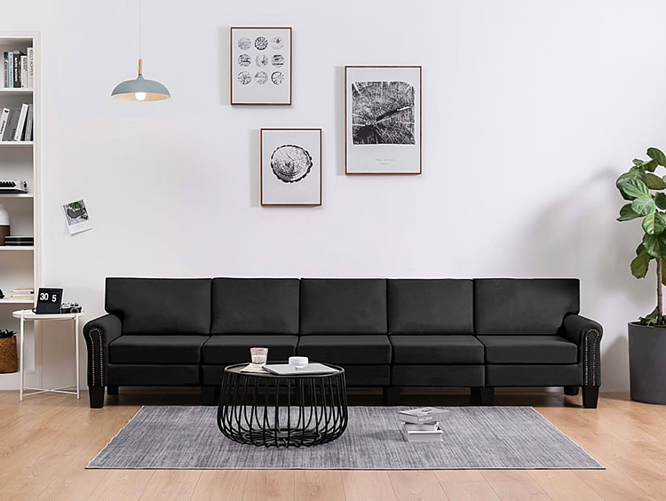 Czarna 5-osobowa sofa Moana 5X 