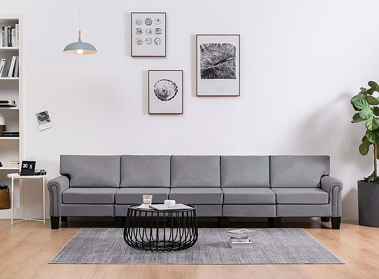 Jasnoszara 5-osobowa sofa Alaia 5X