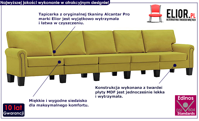 Dekoracyjna 5-osobowa zielona sofa Dionas 5X 