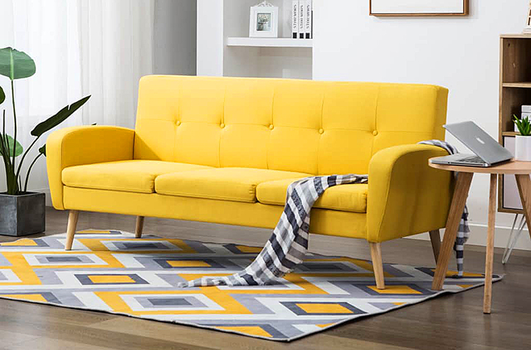 Elegancka sofa pikowana Anita 3Q, żółta