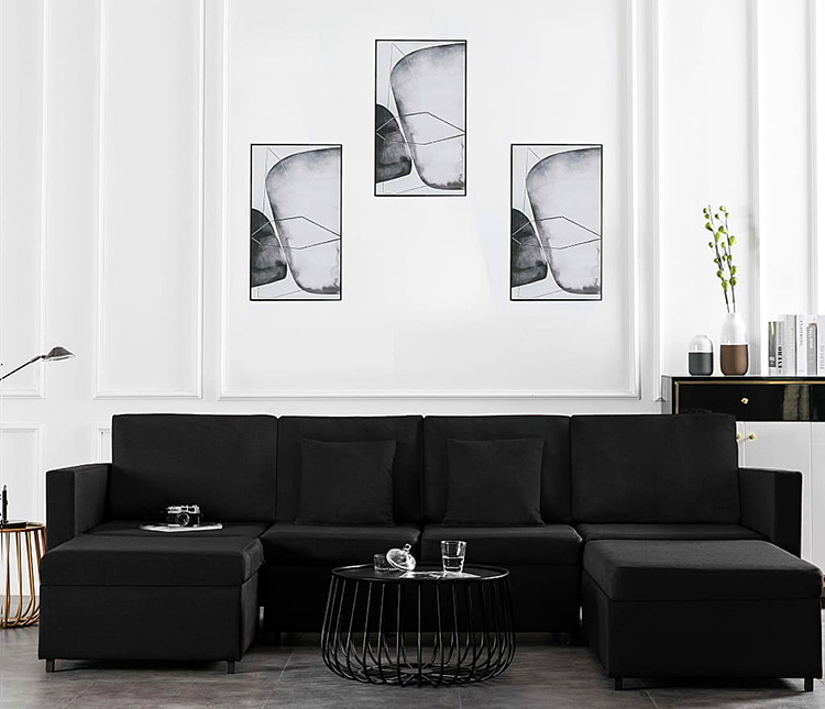 Czarna sofa rozkładana z poduszkami Arbre 4X