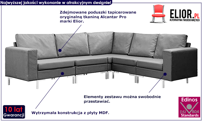 5-częściowy zestaw wypoczynkowy ciemnoszary Seleo 5Q