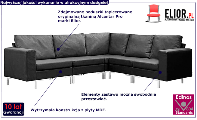 5-częściowy zestaw wypoczynkowy czarny Seleo 5Q