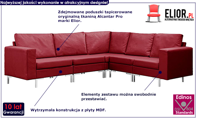 5-częściowy zestaw wypoczynkowy czerwony Seleo 5Q 