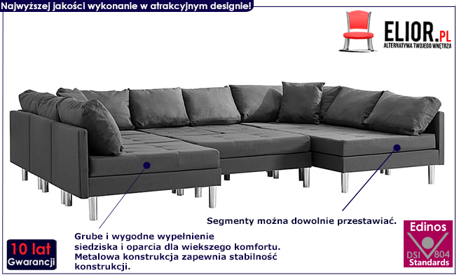 Sofa modułowa z ciemnoszarej tkaniny Astoa 