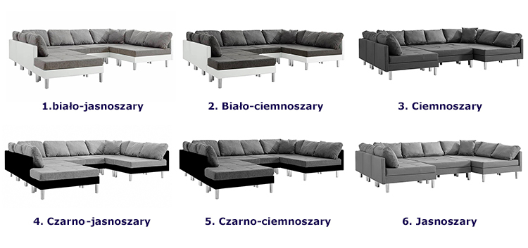 Produkt Sofa modułowa biało-ciemnoszara z ekoskóry  - Astoa