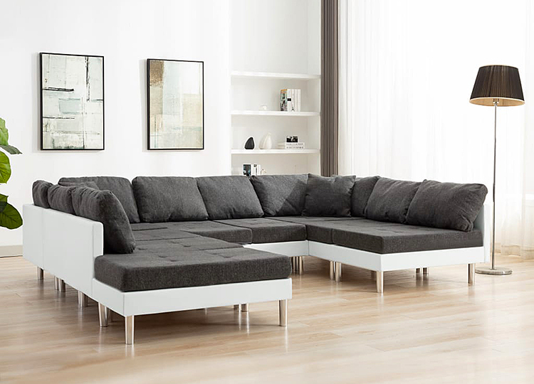 Biało-ciemnoszara sofa modułowa Astoa