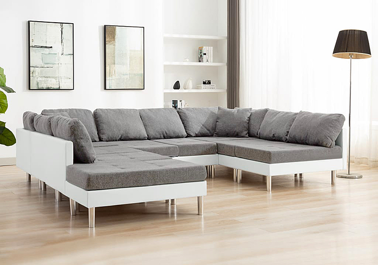 Biało-jasnoszara sofa modułowa Basket 