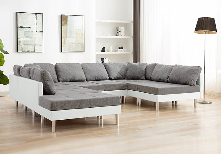 Biało-jasnoszara sofa modułowa Astoa 