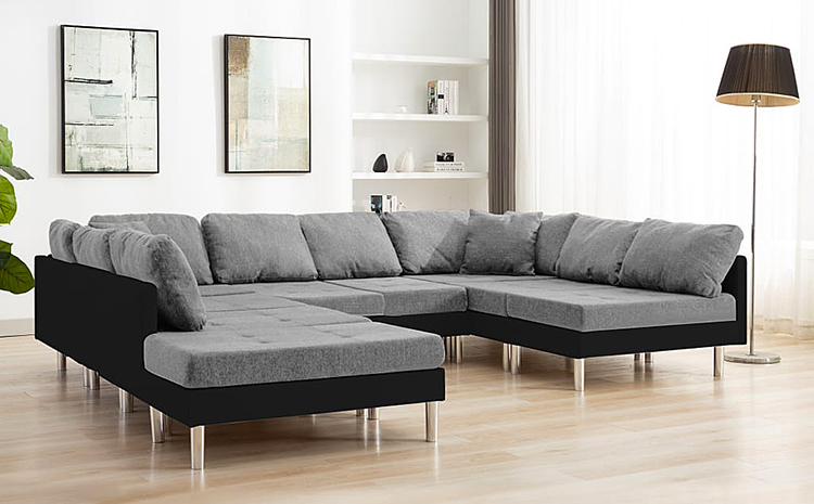 Czarno-jasnosza sofa modułowa Basket