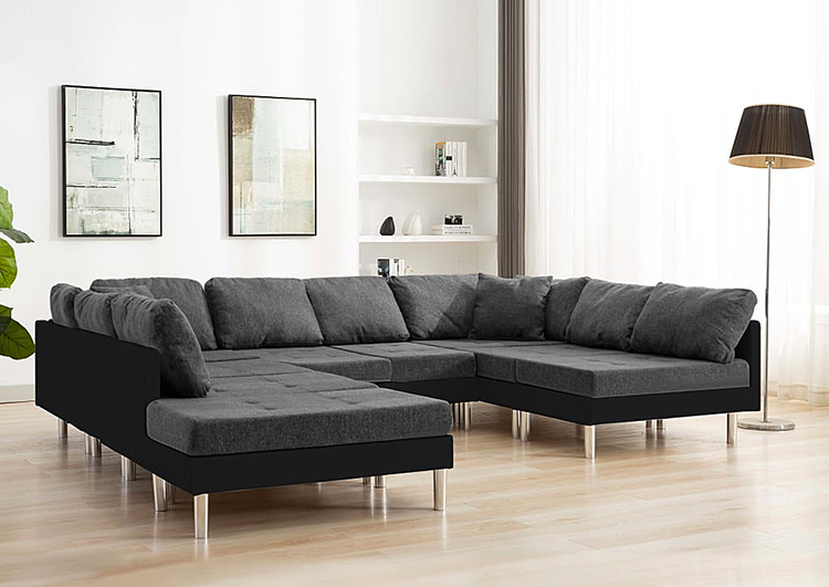 Czarno-ciemnosza sofa modułowa Renzo