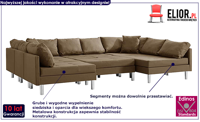 Sofa modułowa z brązowej tkaniny Astoa 9Q