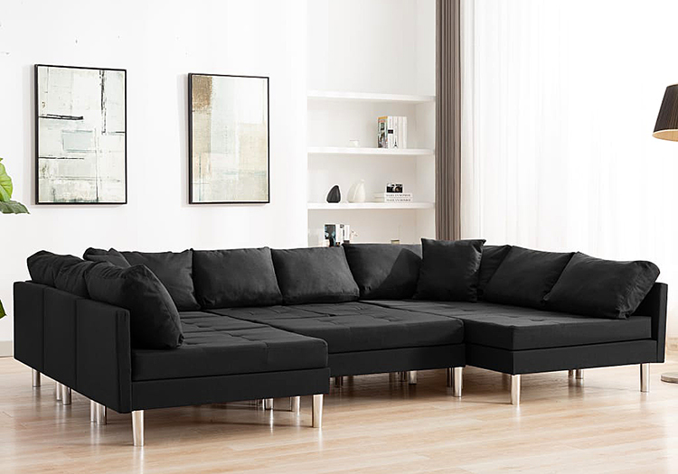 Czarna sofa modułowa z tkaniny Astoa 9Q 