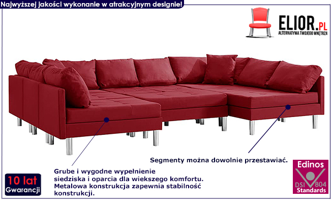 Sofa modułowa z tkaniny czerwone wino Basket 9Q