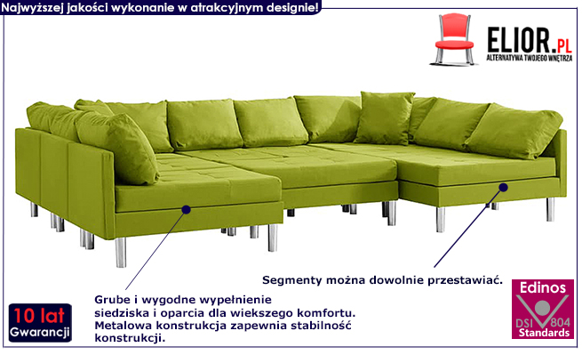 Sofa modułowa z zielonej tkaniny Basket 9Q 