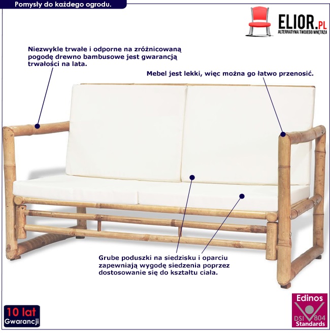 Produkt Bambusowa sofa ogrodowa Belta - brązowa