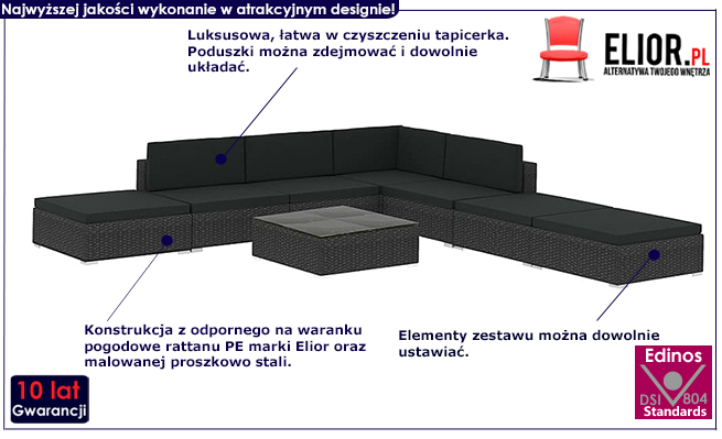 8-częsciowy czarny zestaw Begi 8B