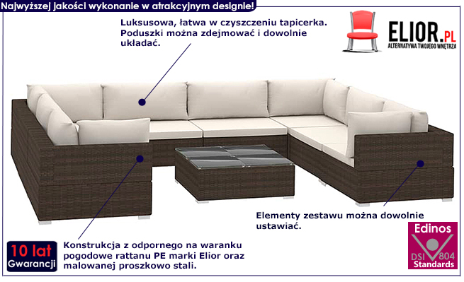 Brązowo-kremowy zestaw wypoczynkowy Owis 9A