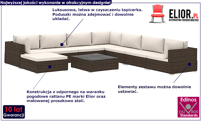 Brązowo-kremowy zestaw wypoczynkowy Begi 9B 