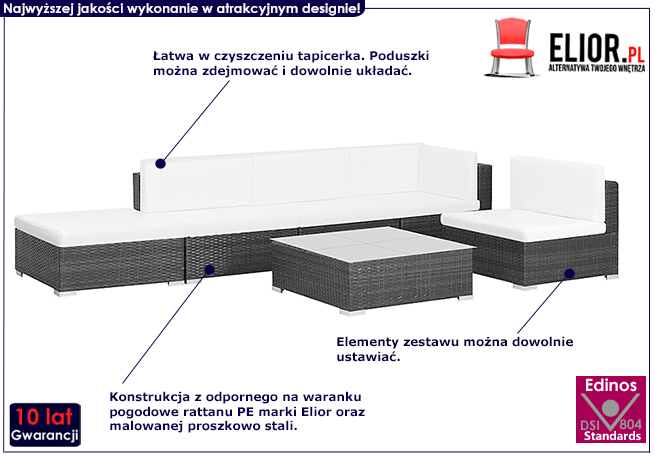 Czarno-śmietankowy zestaw 6-częściowy Merido 6B